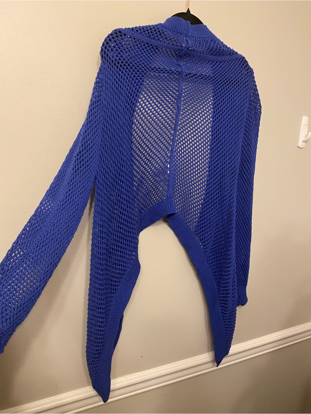 Jaclyn Smith Cobalt Open-Knit Drape Cardigan